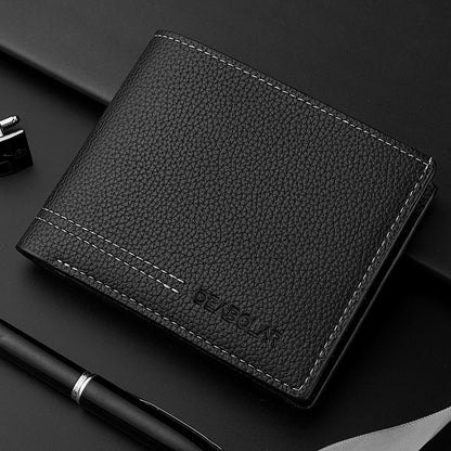 Classic Men’s Leather Wallet with Pebbled Texture – Elegant and Functional