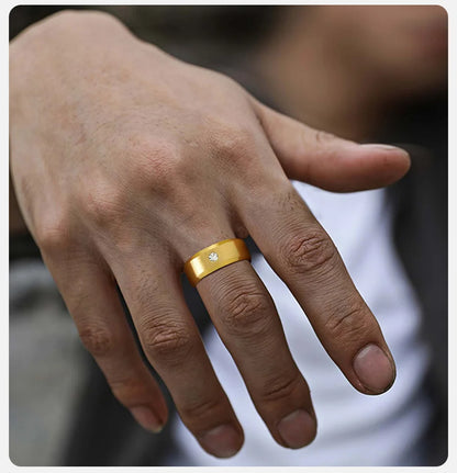 Men's Stainless Steel Zirconia Ring, Comfortable and Sturdy Fit, Engagement Ring for Men