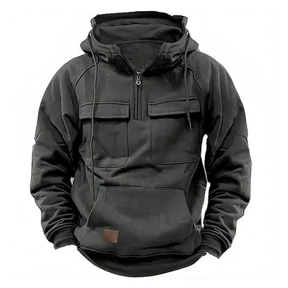 Men’s Hoodie with Front Zipper and Utility Style Chest Pockets