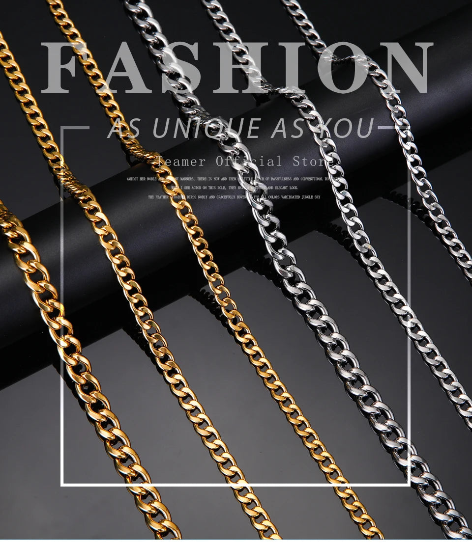 Stainless Steel Curb Chain Necklace – Multiple Thickness Options