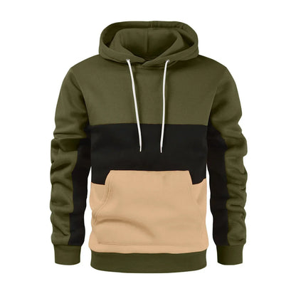 Men’s Modern Geometric Panel Pullover Hoodie – Casual Streetwear for Everyday Comfort