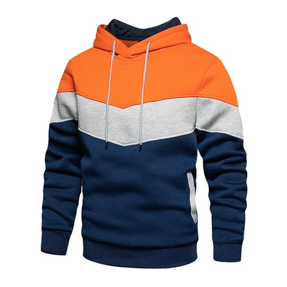 Men’s Modern Geometric Panel Pullover Hoodie – Casual Streetwear for Everyday Comfort