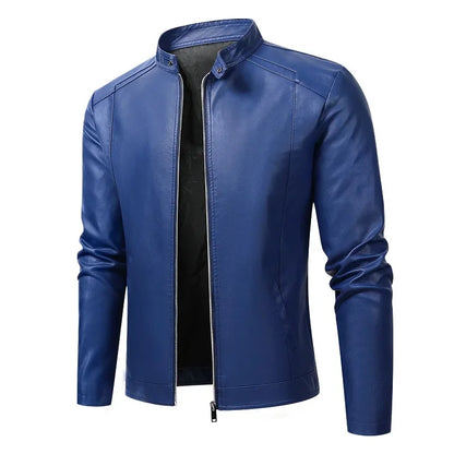 Men’s Biker-Style Jacket with Contrasting Panels and Functional Zippers