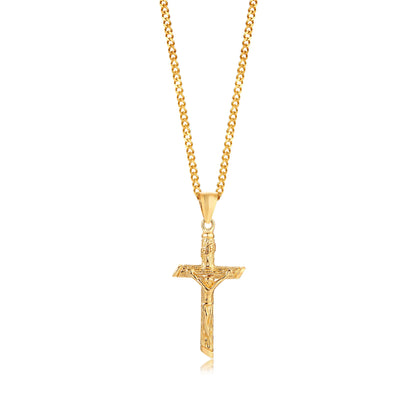 Gold Crucifix Pendant Necklace – Classic Religious Design