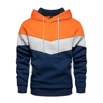 Men’s Modern Geometric Panel Pullover Hoodie – Casual Streetwear for Everyday Comfort