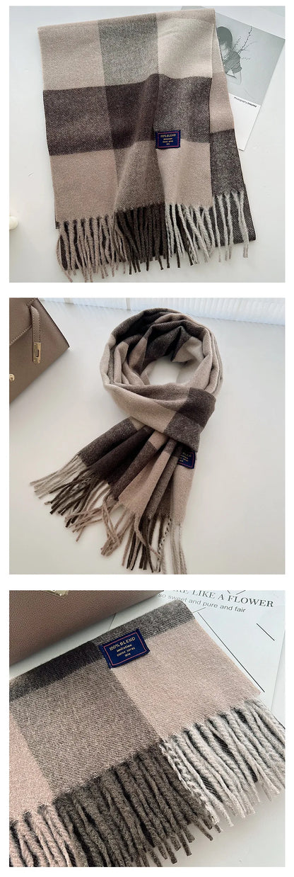 Classic Checkered Scarf with Fringes – Style and Comfort