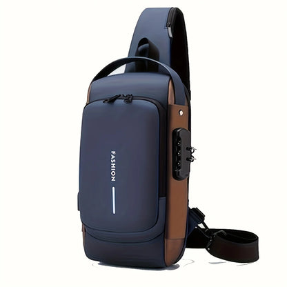 Men’s Anti-Theft Crossbody Sling Bag – USB Charging Chest Pack for Travel, Work & Everyday Carry