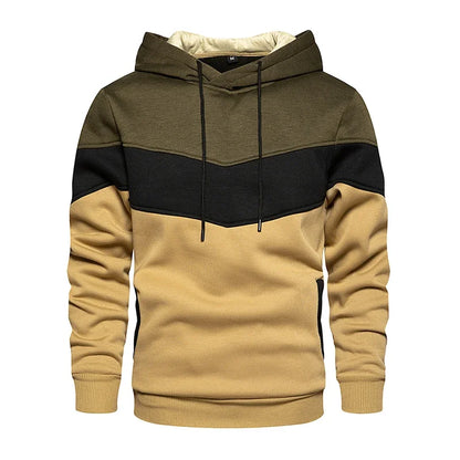 Men’s Modern Geometric Panel Pullover Hoodie – Casual Streetwear for Everyday Comfort