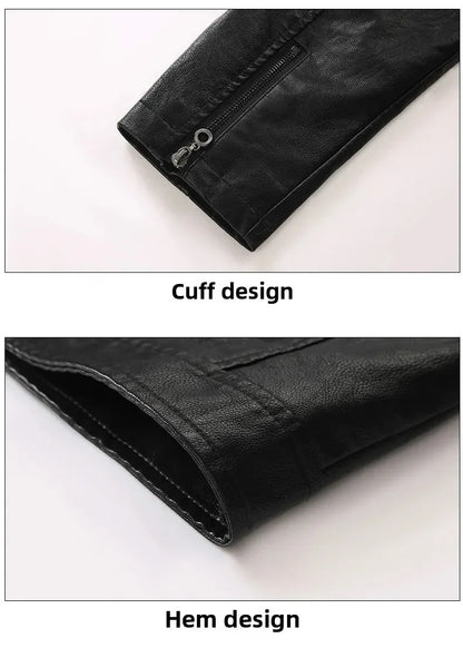 Men’s Biker-Style Jacket with Contrasting Panels and Functional Zippers