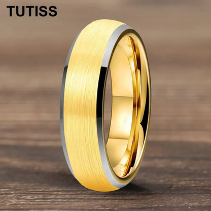 6/8mm Tungsten Carbide Engagement Ring for Men, Modern Engagement Ring Dome, Brushed Slant Edge