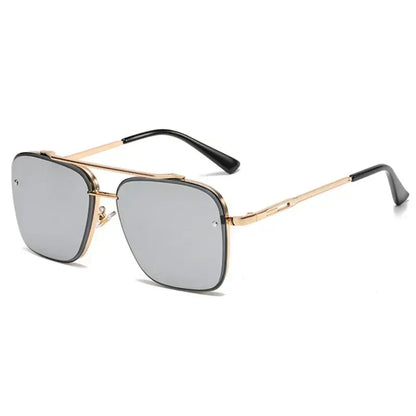 Aviator-Style Sunglasses with Geometric Lens Design – Modern Elegance UV400