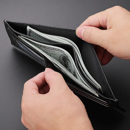 Classic Men’s Leather Wallet with Pebbled Texture – Elegant and Functional
