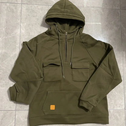 Men’s Hoodie with Front Zipper and Utility Style Chest Pockets