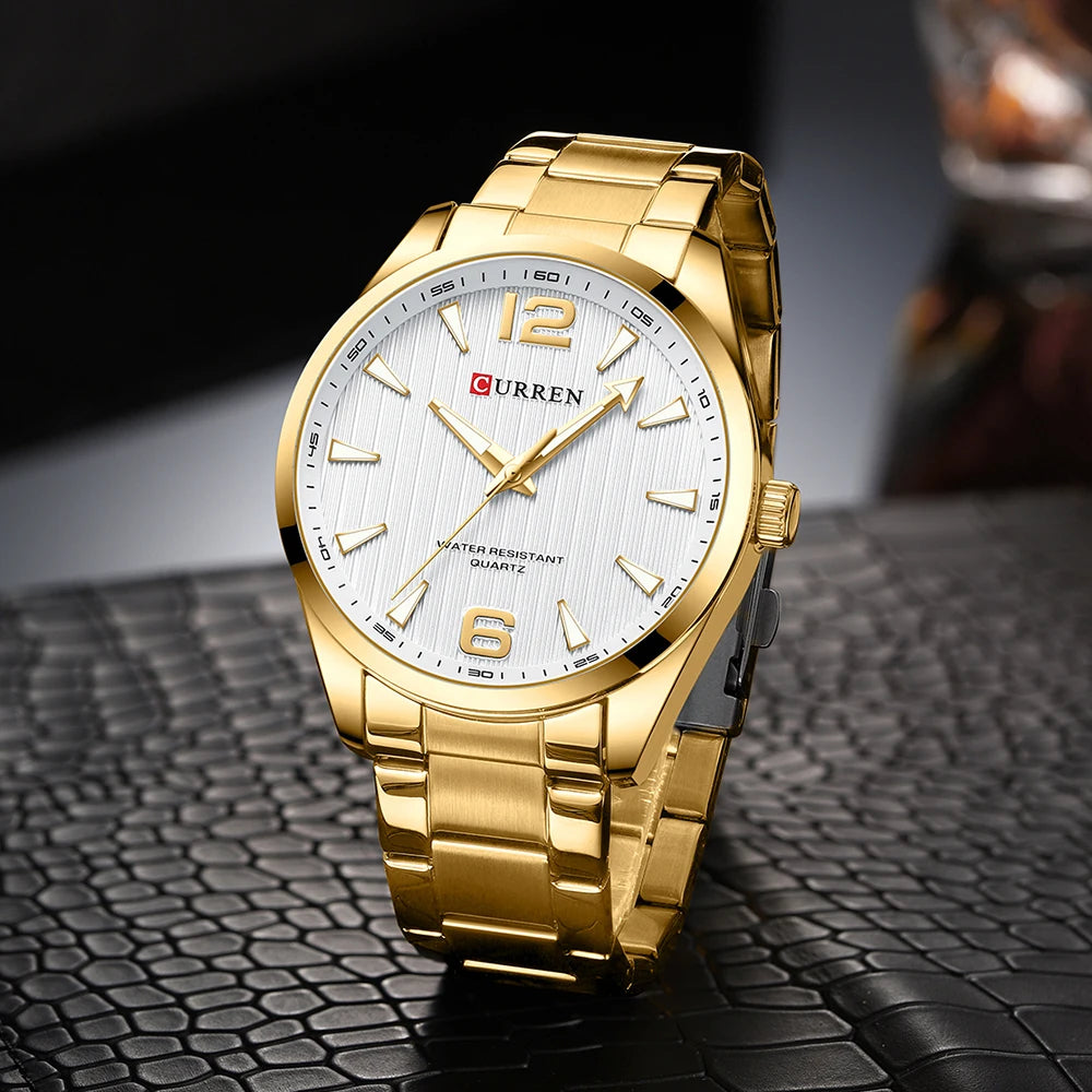 Classic Men’s Watch with Minimalist Design and Metal Band