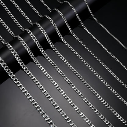 Stainless Steel Curb Chain Necklace – Multiple Thickness Options