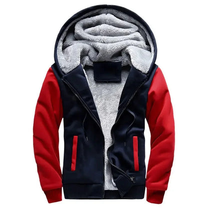 Men’s Fleece-Lined Hoodie with Camouflage Sleeves and Full Insulation