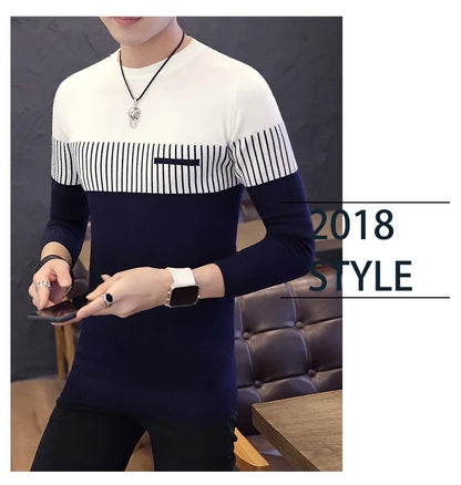 Men’s Sweater with Vertical Stripe Detail