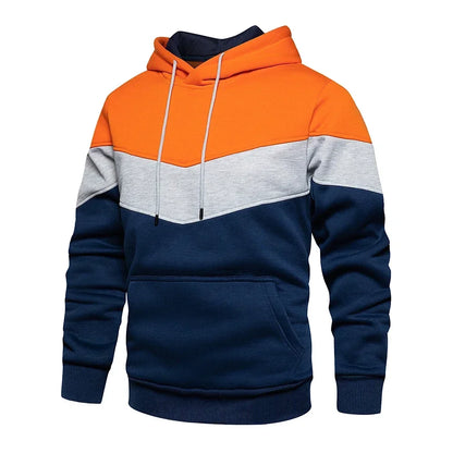 Men’s Modern Geometric Panel Pullover Hoodie – Casual Streetwear for Everyday Comfort