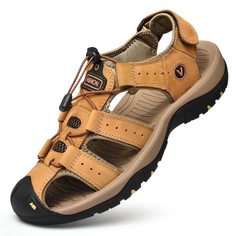 Men's Summer Sandals in Genuine Leather - Casual and Comfortable Footwear