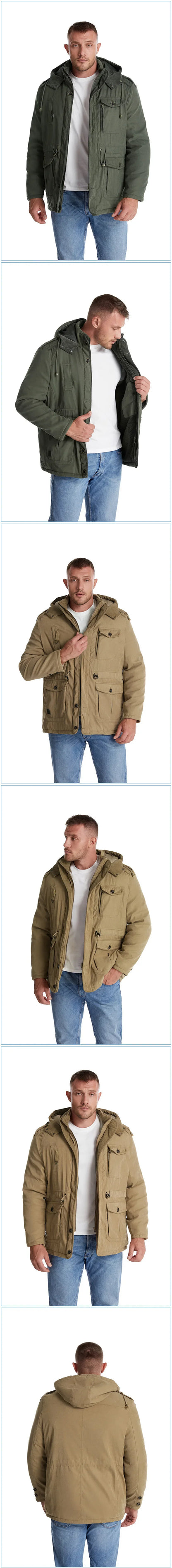 Men’s Quilted Jacket with Hood and Multiple Functional Pockets