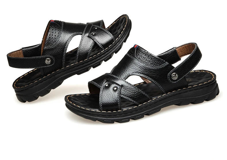 Men's Summer Leather Sandals - Reinforced Men's Shoes Made of Genuine Leather