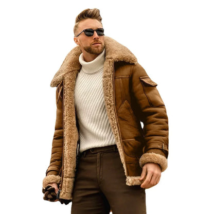 Men’s Aviator Jacket with Faux Fur Collar