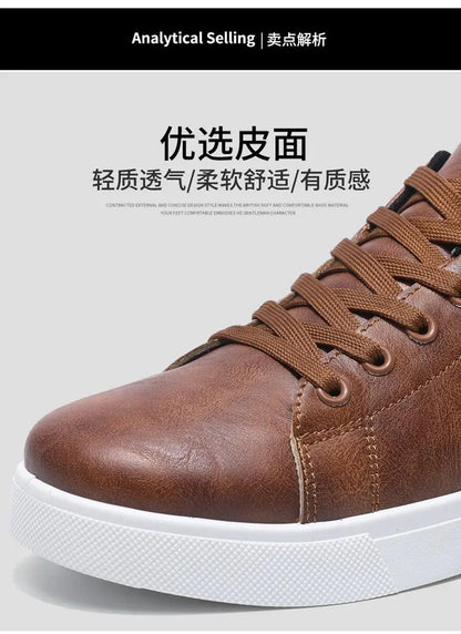 Men's Leather Shoes - Fashion Casual, Outdoor Sneakers