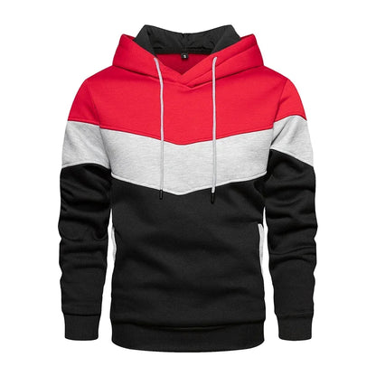 Men’s Modern Geometric Panel Pullover Hoodie – Casual Streetwear for Everyday Comfort