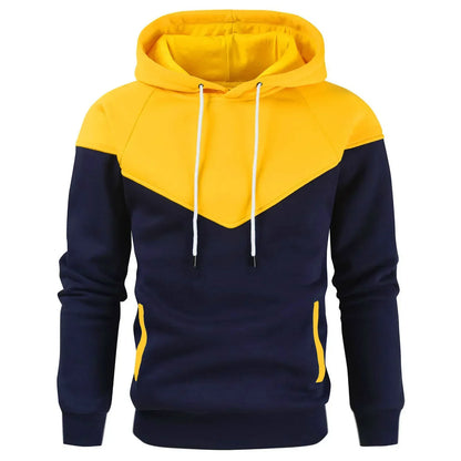 Men’s Modern Geometric Panel Pullover Hoodie – Casual Streetwear for Everyday Comfort