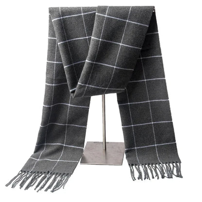 Men’s Checkered Scarf – Stylish with Fringes