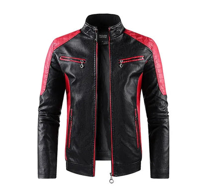 Men’s Biker-Style Jacket with Contrasting Panels and Functional Zippers