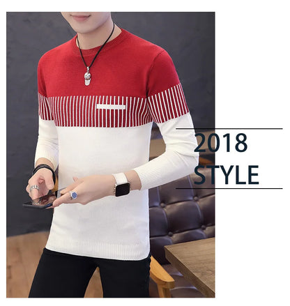 Men’s Sweater with Vertical Stripe Detail
