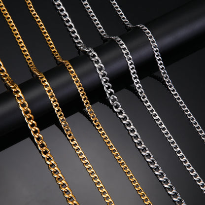 Stainless Steel Curb Chain Necklace – Multiple Thickness Options