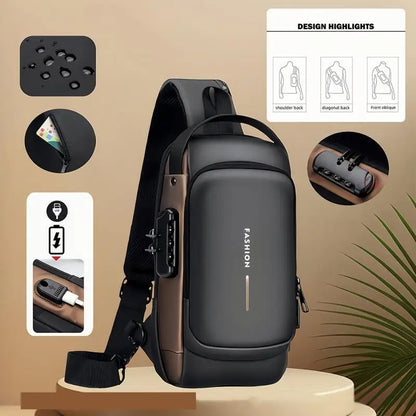 Men’s Anti-Theft Crossbody Sling Bag – USB Charging Chest Pack for Travel, Work & Everyday Carry