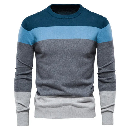 Men’s Casual Striped Knit Sweater – Modern Style for Fall and Winter