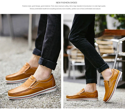 Freizeitschuhe aus Leder für Herren – Niedriger Mokassin, echtes Leder