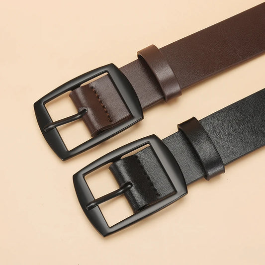 Luxury men's belt, synthetic leather belt, metal buckle, high quality