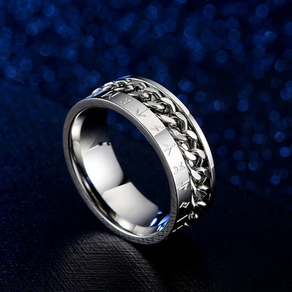 Chain Band Ring – Urban Style with Roman Detailing