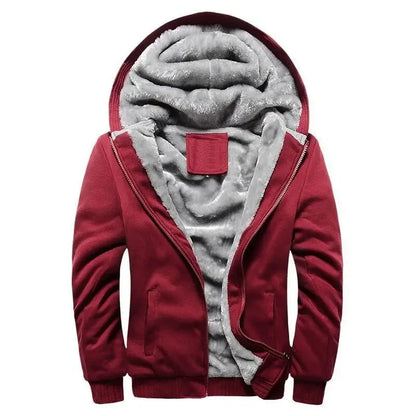 Men’s Fleece-Lined Hoodie with Camouflage Sleeves and Full Insulation
