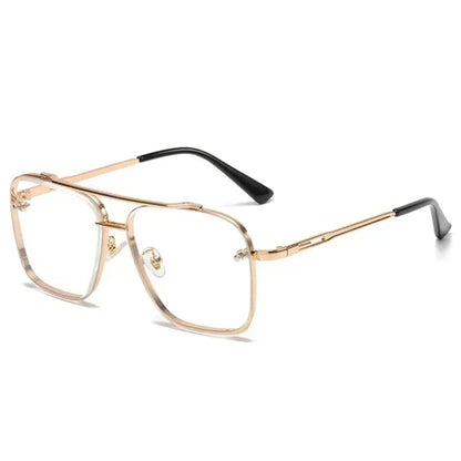 Aviator-Style Sunglasses with Geometric Lens Design – Modern Elegance UV400