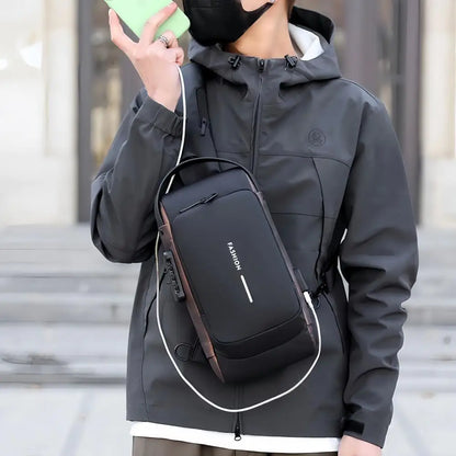 Men’s Anti-Theft Crossbody Sling Bag – USB Charging Chest Pack for Travel, Work & Everyday Carry