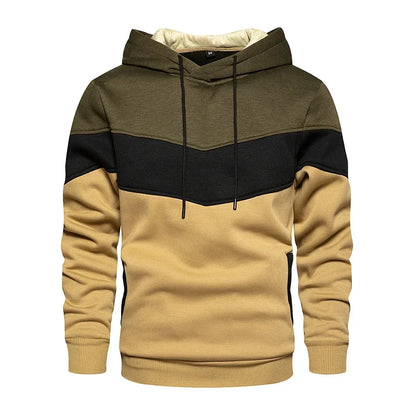 Men’s Modern Geometric Panel Pullover Hoodie – Casual Streetwear for Everyday Comfort