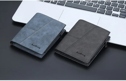Vertical Men’s Wallet with Minimalist Geometric Stitch Design – Compact and Stylish