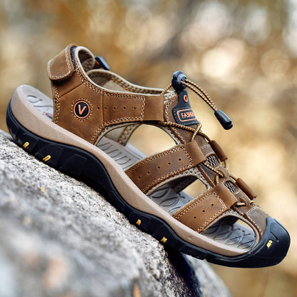 Men's Summer Sandals in Genuine Leather - Casual and Comfortable Footwear