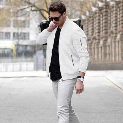 Men’s Bomber Style Jacket with Metallic Zippers