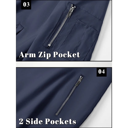Men’s Bomber Style Jacket with Metallic Zippers