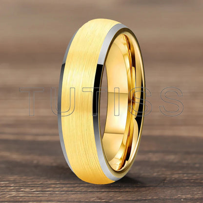6/8mm Tungsten Carbide Engagement Ring for Men, Modern Engagement Ring Dome, Brushed Slant Edge