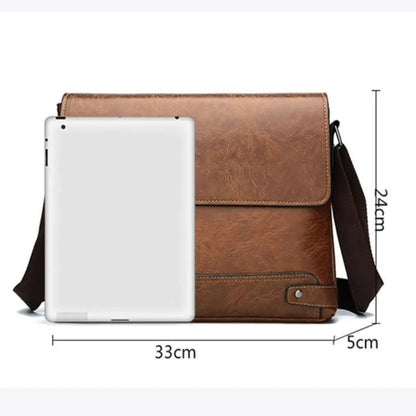 PU Leather Business Bag for Men – Laptop Tote & Crossbody Satchel
