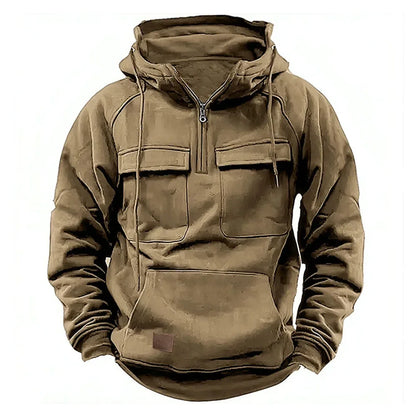 Men’s Hoodie with Front Zipper and Utility Style Chest Pockets