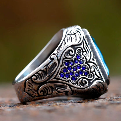 New Unique Design 316L Stainless Steel Turkish Stone Ring Ring For Men High Quality Zircon Jewelry Gift